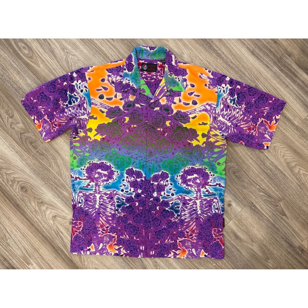 Grateful Dead Dragonfly Clothing Co Bertha Skeleton Rose Button Down Shirt XXL